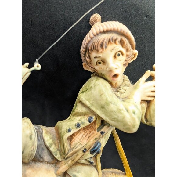 Vtg Fontanini Fisherman Fishing Figurine Wood Base 2002 Depose Italy 8.5" - Picture 5 of 16